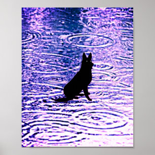 Black dog with piercing eyes poster