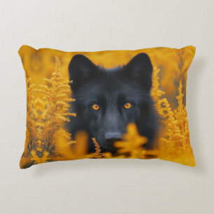 Black Dog with Stunning Gold Eyes Decorative Cushion