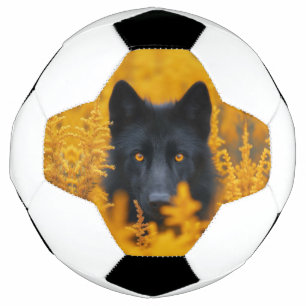 Black Dog with Stunning Gold Eyes Football