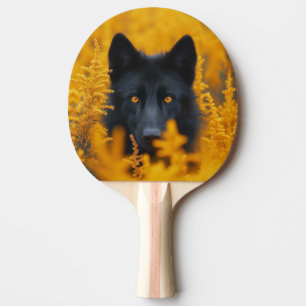 Black Dog with Stunning Gold Eyes Ping Pong Paddle