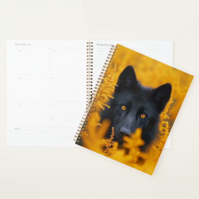Black Dog with Stunning Gold Eyes Planner (Display)