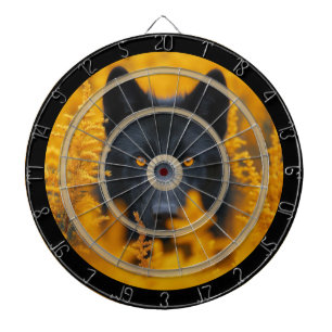 Black Dog with Stunning Gold Eyes Regulation Dartboard