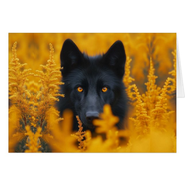 Black Dog Wolf w/ Stunning Gold Eyes Blank Inside (Front Horizontal)