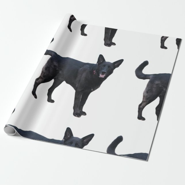 Black Dog Wrapping Paper  (Unrolled)