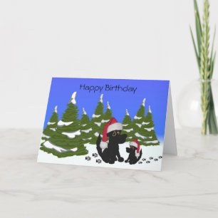 Black Dogs Christmas Birthday Card