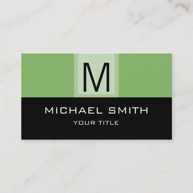 Black & Dollar bill Professional Monogram Business Card (Front)