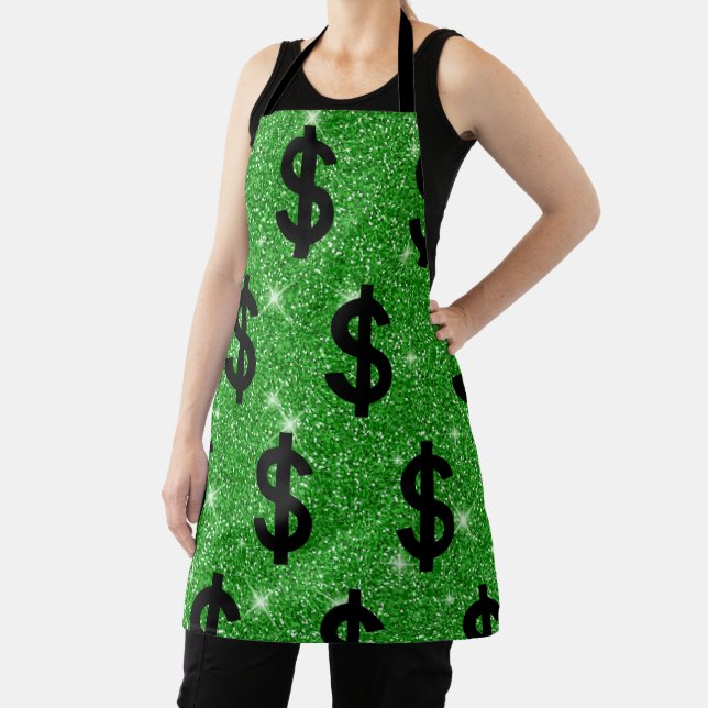 Black Dollar Sign Money Entrepreneur Wall Street Apron (Insitu)