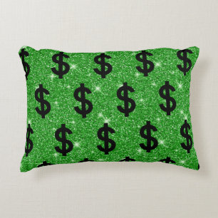 Black Dollar Sign Money Entrepreneur Wall Street Decorative Cushion