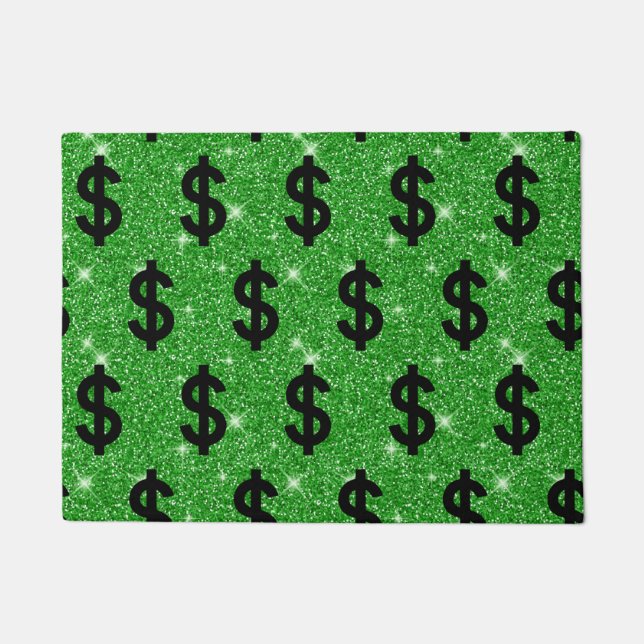 Black Dollar Sign Money Entrepreneur Wall Street Doormat (Front)