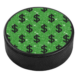 Black Dollar Sign Money Entrepreneur Wall Street Hockey Puck