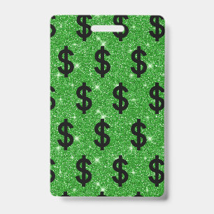 Black Dollar Sign Money Entrepreneur Wall Street ID Badge