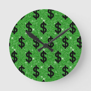 Black Dollar Sign Money Entrepreneur Wall Street Round Clock