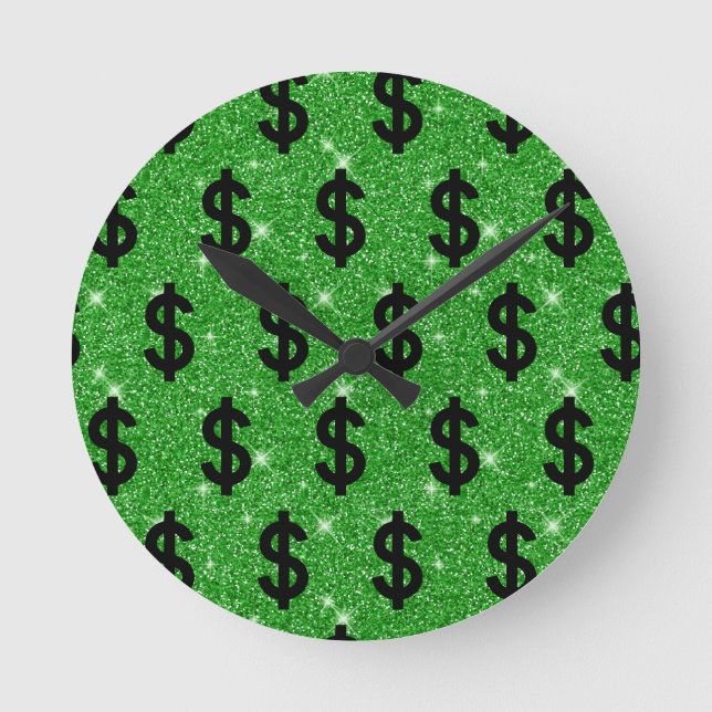 Black Dollar Sign Money Entrepreneur Wall Street Round Clock (Front)