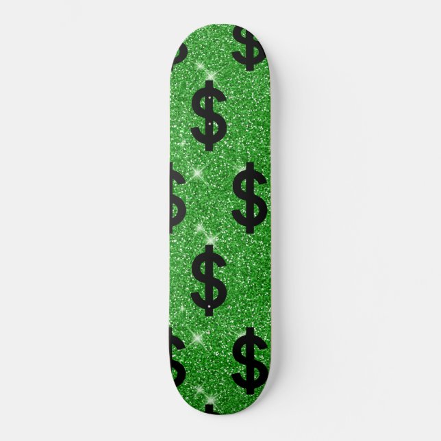 Black Dollar Sign Money Entrepreneur Wall Street Skateboard (Front)
