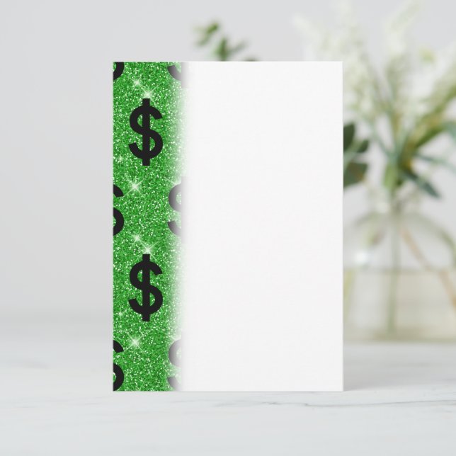 Black Dollar Sign Money Entrepreneur Wall Street Thank You Card (Standing Front)