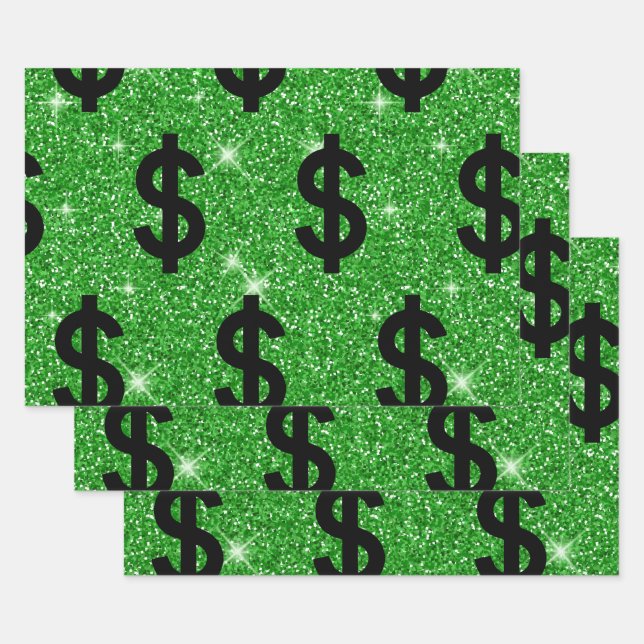 Black Dollar Sign Money Entrepreneur Wall Street Wrapping Paper Sheet (Set)