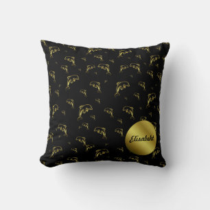 black,dolphin, fish, nature, aquatic, design, cushion