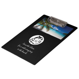 Black Dolphin Silhouette Monogram Photo Clipboard