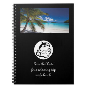 Black Dolphin Silhouette Monogram Photo Notebook