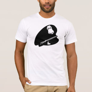 Black, Dom Leather Hat, Cop, Badge, Daddy, Fuzz T-Shirt