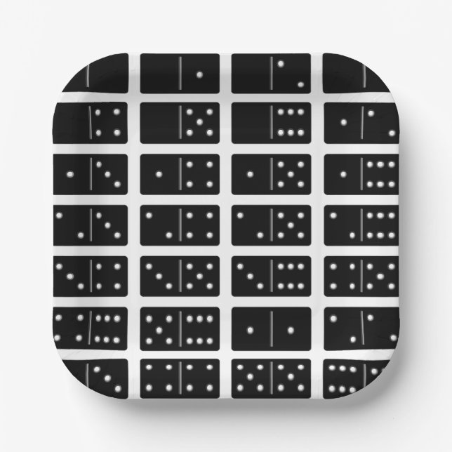 Black Dominoes Paper Plates (Front)