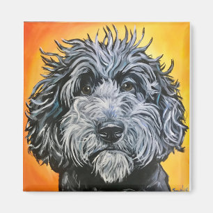Black doodle magnet
