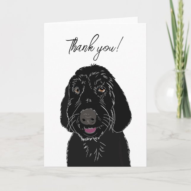 Black Doodle Thank You Card (Front)