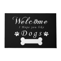 Black Doormat Welcome I Hope  You Like Dogs 