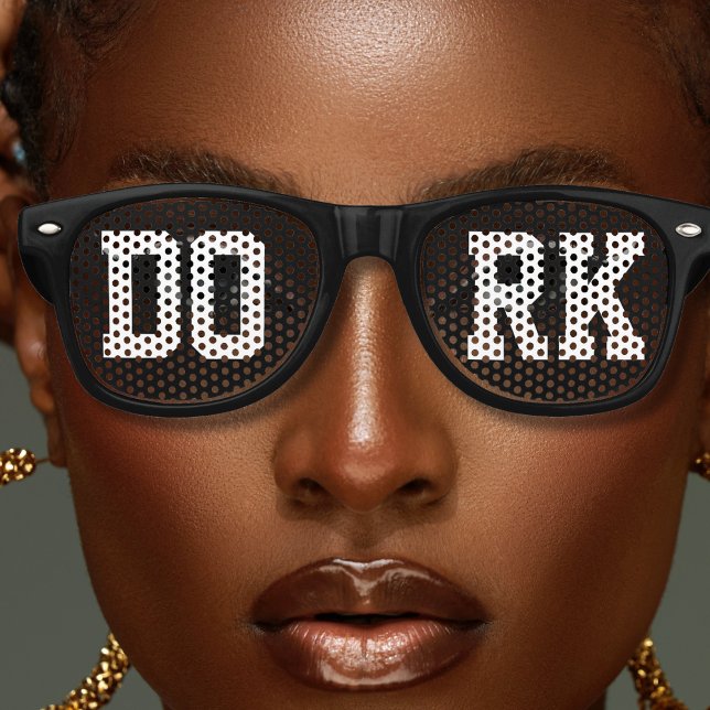 Black Dork Geek Loner Retro Sunglasses (black retro sunglasses with bold letter text DORK)