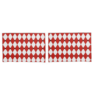 Black Dot Red and White Harlequin Pillowcase
