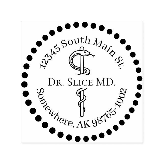 Black Dots Address Medical Office Self-inking Stamp (Design)