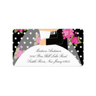 Black Dots Bride & Groom Return Address Label