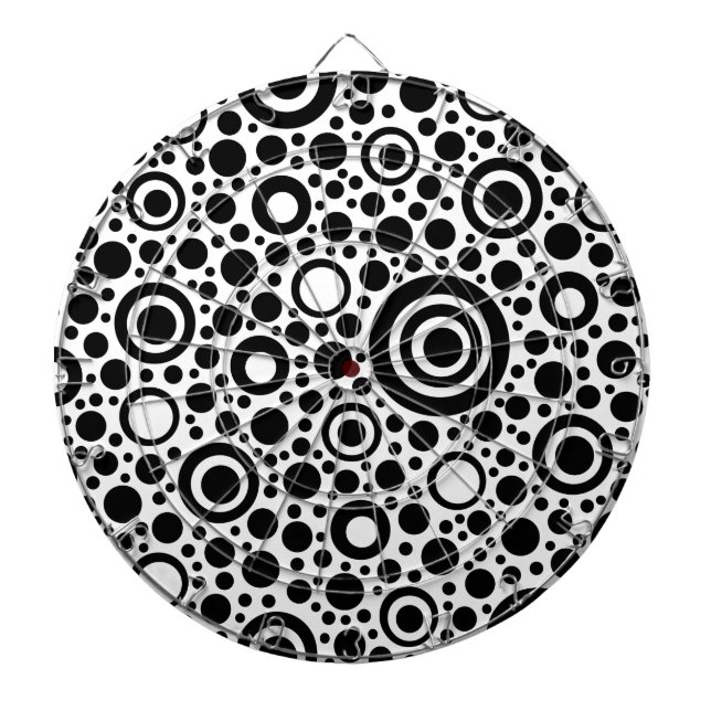 Black Dots & Circle Pattern + your text & backgr. Dartboard (Front)