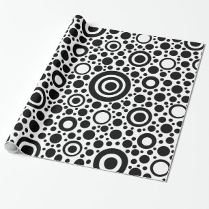 Black Dots & Circle Pattern + your text & backgr. Wrapping Paper