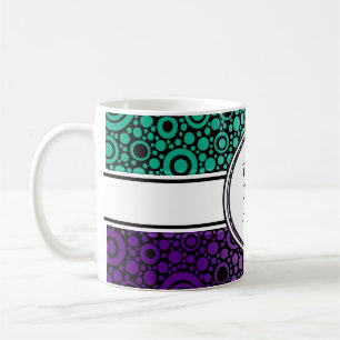 Black Dots & Circles Grid + your backgr. & text Coffee Mug