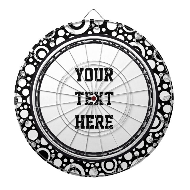 Black Dots & Circles Grid + your backgr. & text Dartboard (Front)