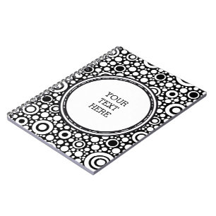 Black Dots & Circles Grid + your backgr. & text Notebook