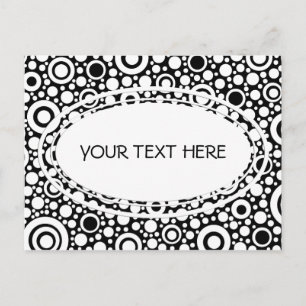 Black Dots & Circles Grid + your backgr. & text Postcard