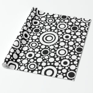 Black Dots & Circles Grid + your backgr. Wrapping Paper