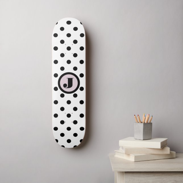 Black Dots Custom Monogram Skateboard (Wall Art)