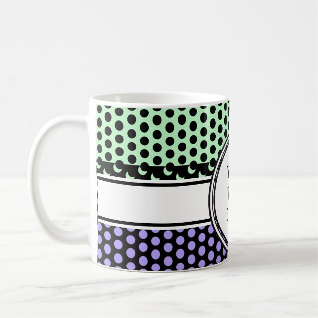 Black Dots Grid + your backgr. & text Coffee Mug (Left)