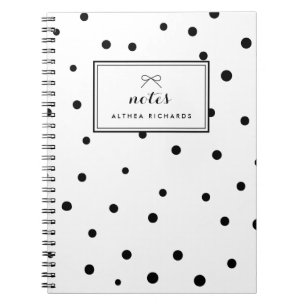 Black Dots Pattern Personalised Notebook