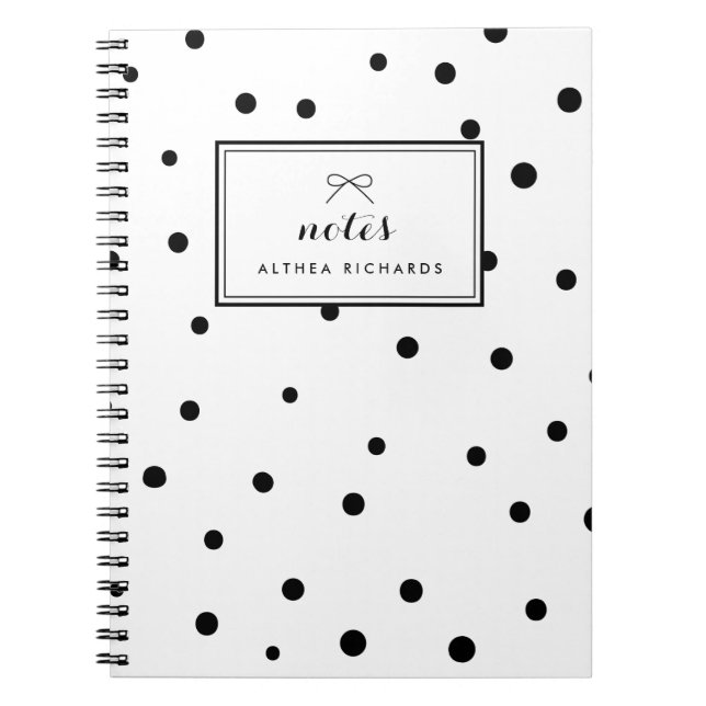 Black Dots Pattern Personalised Notebook (Front)