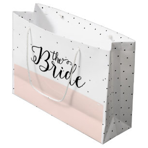 Black dots pattern pink stripe large gift bag