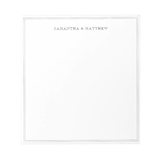 Black Double Border Couple Names Notepad (Front)