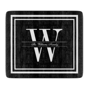 Black Double Border Monogram Cutting Board