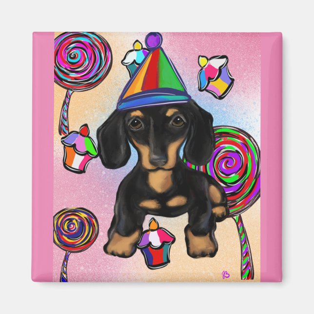 Black Doxie Lollipups Magnet (Front)