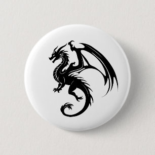 Black dragon 6 cm round badge