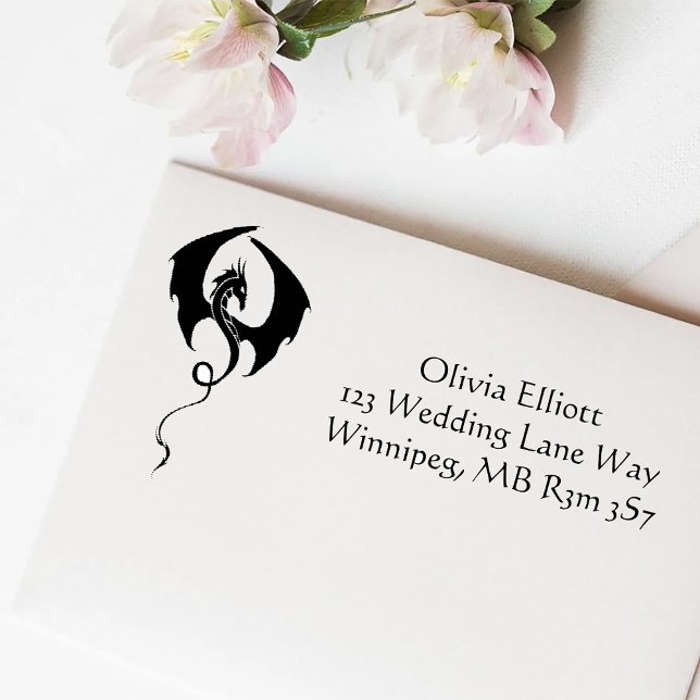 Black Dragon Address Wedding Rubber Stamp (Creator Uploaded)