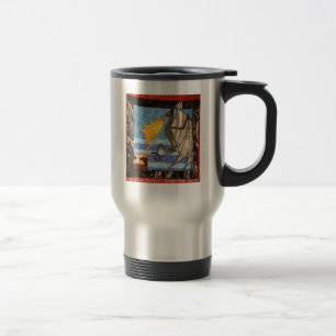 "Black Dragon and Mage"  Quilted Dragons series Travel Mug